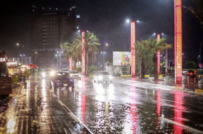 BASRA, IRAQ - JANUARY 9: A general view from the city center during down pour in Basra, Iraq on January 9, 2023.