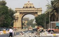 A picture taken on June 3, 2019 shows the Victory Arch known as the Swords of Qadisiyah, to mark Iraq's war against Iran, in Baghdad's high-security Green Zone. - The Green Zone, home to the Iraqi parliament and US embassy, fully reopened to traffic around the clock today, the government said. It has been heavily fortified since the US-led invasion that overthrew dictator Saddam Hussein in 2003, with nearly all Iraqis denied access to its 10 square kilometres. (Photo by AHMAD AL-RUBAYE / AFP) (Photo credit 