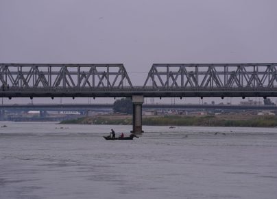 MOSUL, IRAQ - DECEMBER 10: A general view of the new bridge, built after the terrorist organization DAESH destroys some bridges connecting the two sides of the city, on the 6th anniversary of the Iraqi army's liberation of Mosul from the DAESH in Mosul, Iraq on December 10, 2023. (Photo by Ismael Adnan Yaqoob/Anadolu via Getty Images)